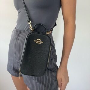 UNIQUE COACH Black Crossbody Bag with Gold Accents